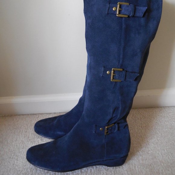 Aerosoles "Sarasota" Dark Blue Suede Boots - Picture 1 of 5
